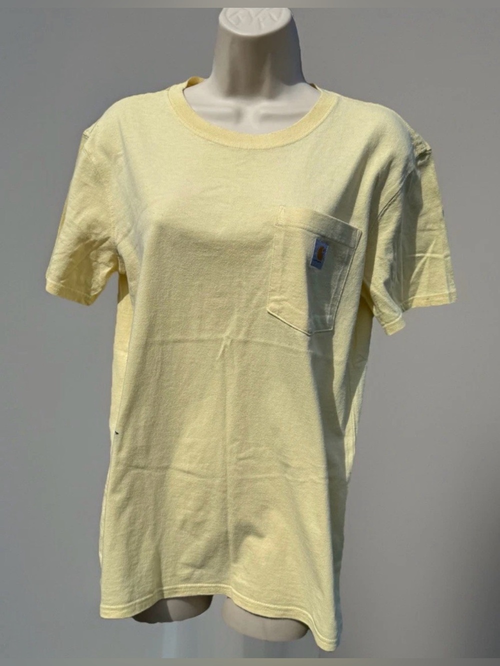Carhartt Pocket T Shirt Yellow Loose Fit Heavyweight Cotton Small - Picture 3 of 10